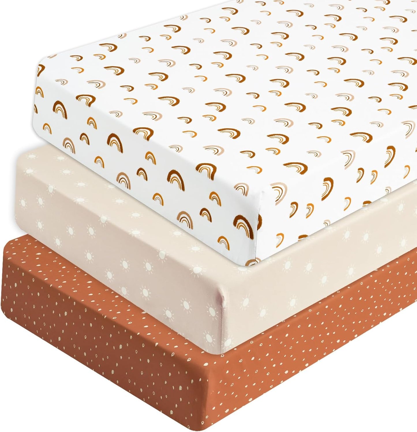 PHF 3 Pack Soft Mini Crib Sheets, Floral & Animal Pack N Play Sheets for Baby Boys Girls, No Slip Universal Fit for Pack N Play, Playard, Portable and Mini Crib Mattresses,Floral & Animal