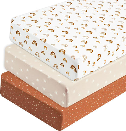 PHF 3 Pack Soft Mini Crib Sheets, Floral & Animal Pack N Play Sheets for Baby Boys Girls, No Slip Universal Fit for Pack N Play, Playard, Portable and Mini Crib Mattresses,Floral & Animal