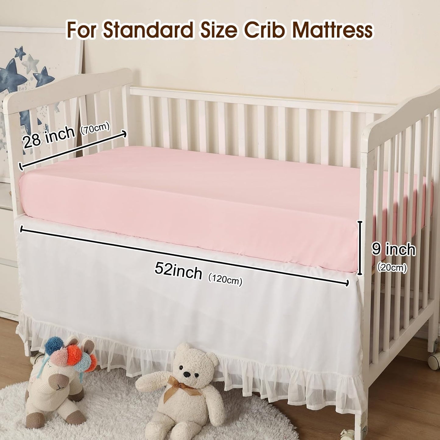 PHF 3 Pack Soft Mini Crib Sheets, Floral & Animal Pack N Play Sheets for Baby Boys Girls, No Slip Universal Fit for Pack N Play, Playard, Portable and Mini Crib Mattresses,Floral & Animal