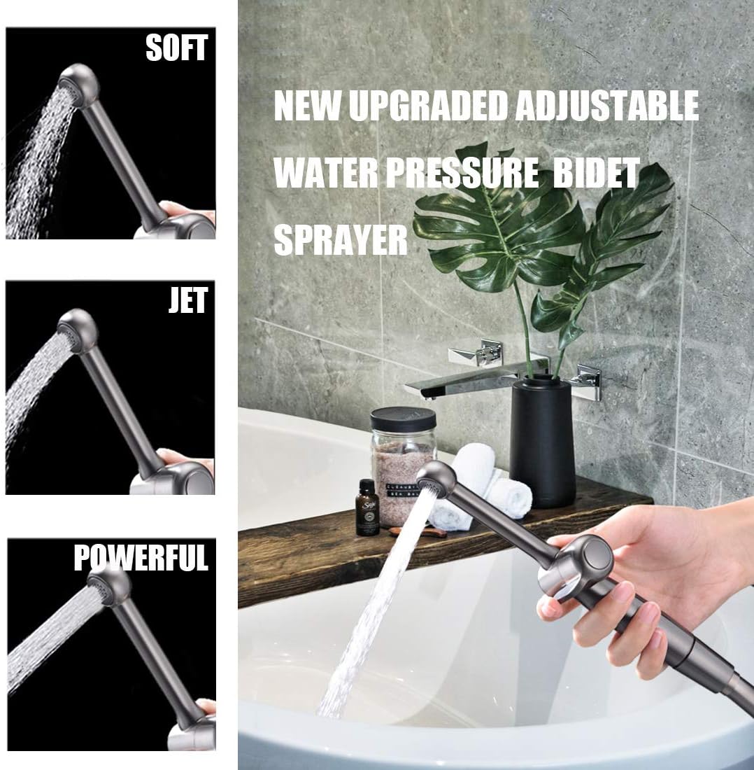 Handheld Bidet Toilet Sprayer, White Bidet Spray for Toilet, Cloth Diaper Sprayer with Backflow Preventer, Adjustable Water Jet Spray with 7.9" Long Wand