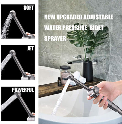 Handheld Bidet Toilet Sprayer, White Bidet Spray for Toilet, Cloth Diaper Sprayer with Backflow Preventer, Adjustable Water Jet Spray with 7.9" Long Wand