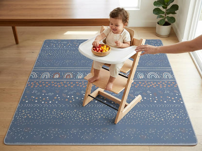 Splat Mat for Under High Chair/Arts/Crafts, Waterproof and Anti-Slip Splash Mat Floor Protector, Washable Highchair Floor Mat, 51 Inch Reusable Messy Mat and Baby Feeding Table Cloth