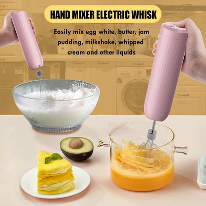 Hand Mixer with Whisk and Forther Wand,Electric Whisk, Milk Frother, Hand Held Mixers,Cordless Hand Mixer, Whisks for Cooking, Mini Mixer,Stirrers Electric,Food Chopper, Baby Food Maker,4-Speed, 10Oz