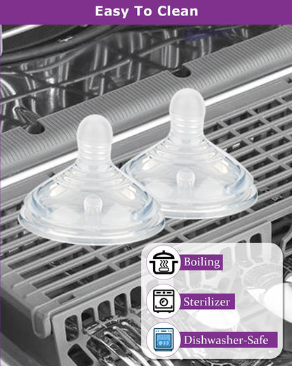 6Pack Silicone Nipples (L) for Tommee Tippee Natural Start Anti-Colic Bottles &Advanced Anti-Colic Bottles,Closer to Nature Bottle,Fast Flow,Size 3 Nipple,6m+