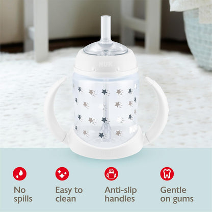 NUK Learner Straw Cup, 10oz, 2-Pack - Toddler Sippy Cup with Soft Straw for Easy Drinking, Suitable for Ages 8 Months and Up, Timeless Collection
