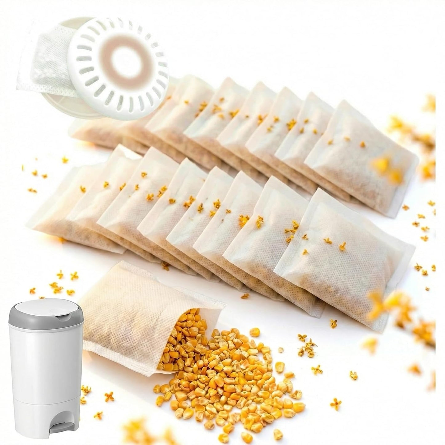 20 Packs Osmanthus Scented Diaper Pail Deodorizer Refills, Natural Corn Cob Odor Absorber for Munchkin Step & Pail, Warm Floral Nursery Closet Bathroom Freshener