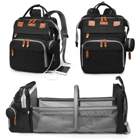 Astro alan Baby Diaper Bag with Changing Station, Waterproof Diaper Bag Backpack for Moms Dads with USB Charging Port, Baby Shower Gifts, Large Capacity diaper backpack, Grey