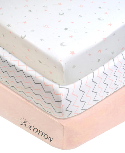 American Baby Company 3 Pack 100% Natural Cotton Fitted Pack and Play Sheets 39" x 27" - Soft & Breathable Pack N Play Sheets for Playard & Mini Crib Mattress, Yellow Star/Yellow/White, for Boy & Girl