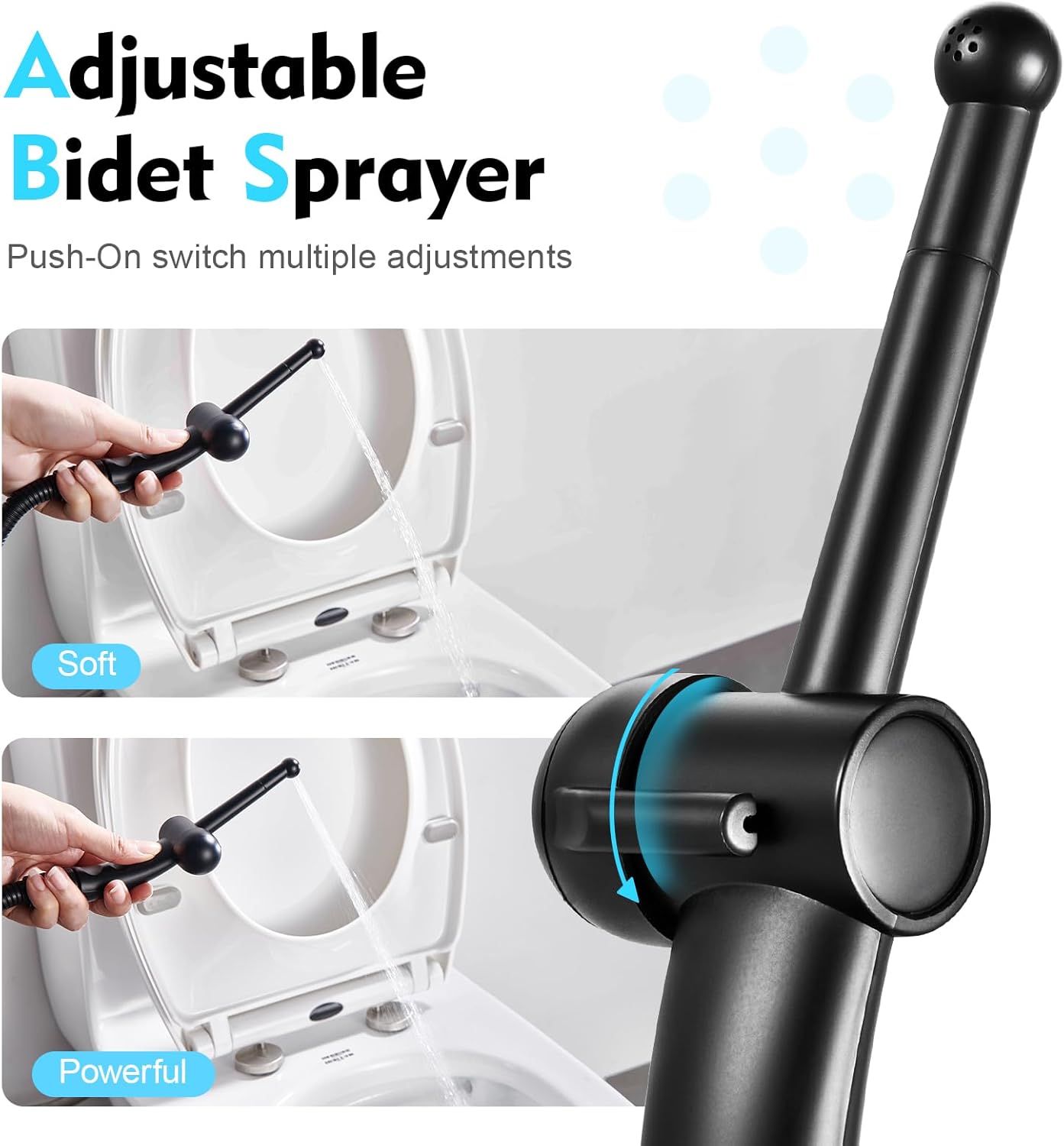 CREA Handheld Bidet Sprayer for Toilet - Adjustable Jet Toilet Bidet Attachment with Hose for Feminine Wash & Cloth Diaper Sprayer Set - Stainless Steel Black
