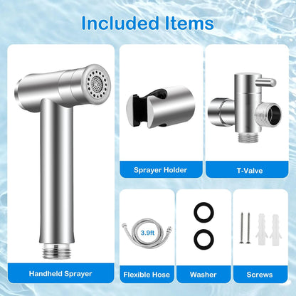 Handheld Bidet Sprayer for Bathroom Toilet, Jet Sprayer for Toilet Muslim Shower, Adjustable Cloth Diaper Sprayer Bidets Attachment for Toilet, Toilet Sprayer with Bidet Hose for Feminine Wash