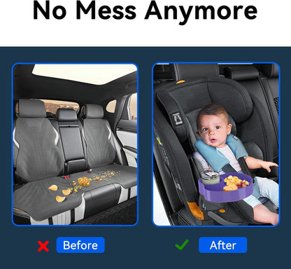 [2 Packs] Kids Car Seat Tray, Travel Tray with Cup Holder for Toddler Baby, Kids Car Seat Food Snack Organizer for Road Trip, Stroller snack Organizer Travel Must Haves Toddler Must Haves (Black)