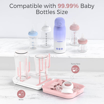 Baby Bottle Brush Set,8 in 1 Magnetic Design Cleaner Bottle Brush Kit with Silicone Brush,Drying Rack for Baby Bottle, Breast Pumps,Nipples - Home&Travel Gift for New Parents