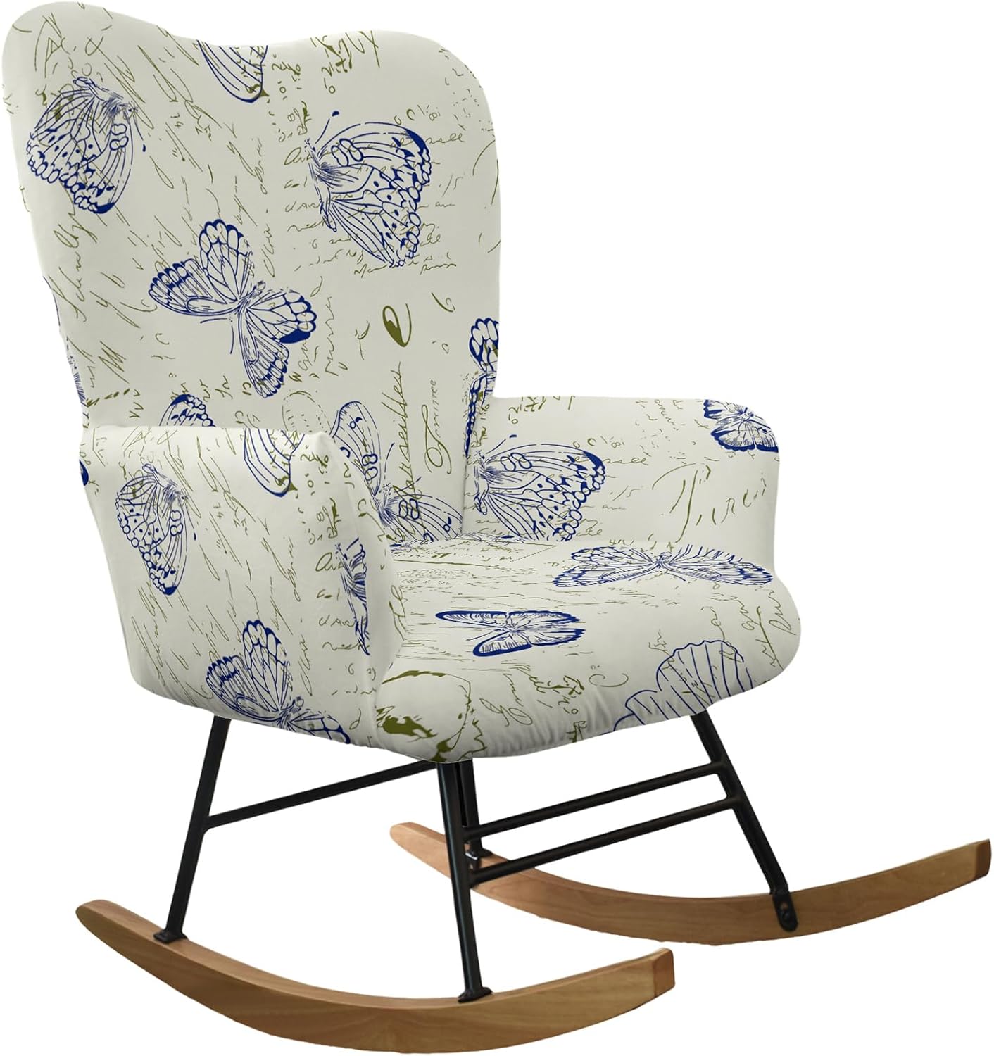 CRFATOP Jacquard 1 PC Nursery Rocking Chair Recliner Covers Upholstered Glider Rocker Banquet Armchair Slipcover Stretch Accent Chairs Furniture Protector for Living Room Bedroom Offices,Green