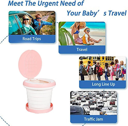 Travel Potty for Toddler, Portable and Foldable Toilet, Apply to Seat Emergency Toilet for Car, Camping, Outdoor, Indoor (green, small)