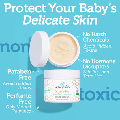 Era Organics Healing Ointment for Babies - USDA Certified Organic Natural Moisturizer Gentle on Sensitive Skin Prone To Baby Eczema, Cradle Cap (Infant Seborrheic Dermatitis), Rashes, Hives and More