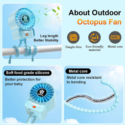 AMTIFO Portable Stroller Fan - 4-Speed Rechargeable USB Fan, Quiet Clip-on Baby Fans for Stroller Crib and Travel - Compact & Battery-Operated Cooling Fans for Baby Comfort on the Go