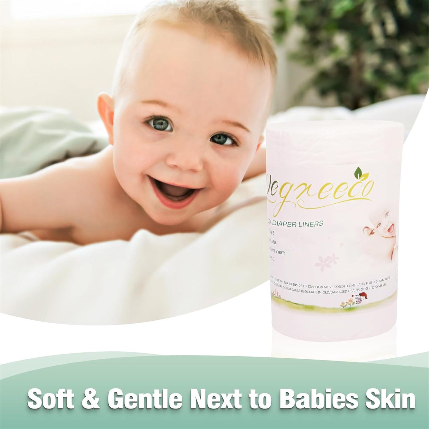wegreeco Unscented Diaper Liners - Fragance Free and Chlorine Free Cloth Diaper Liners - 100 Sheets Per Roll (5 Roll)