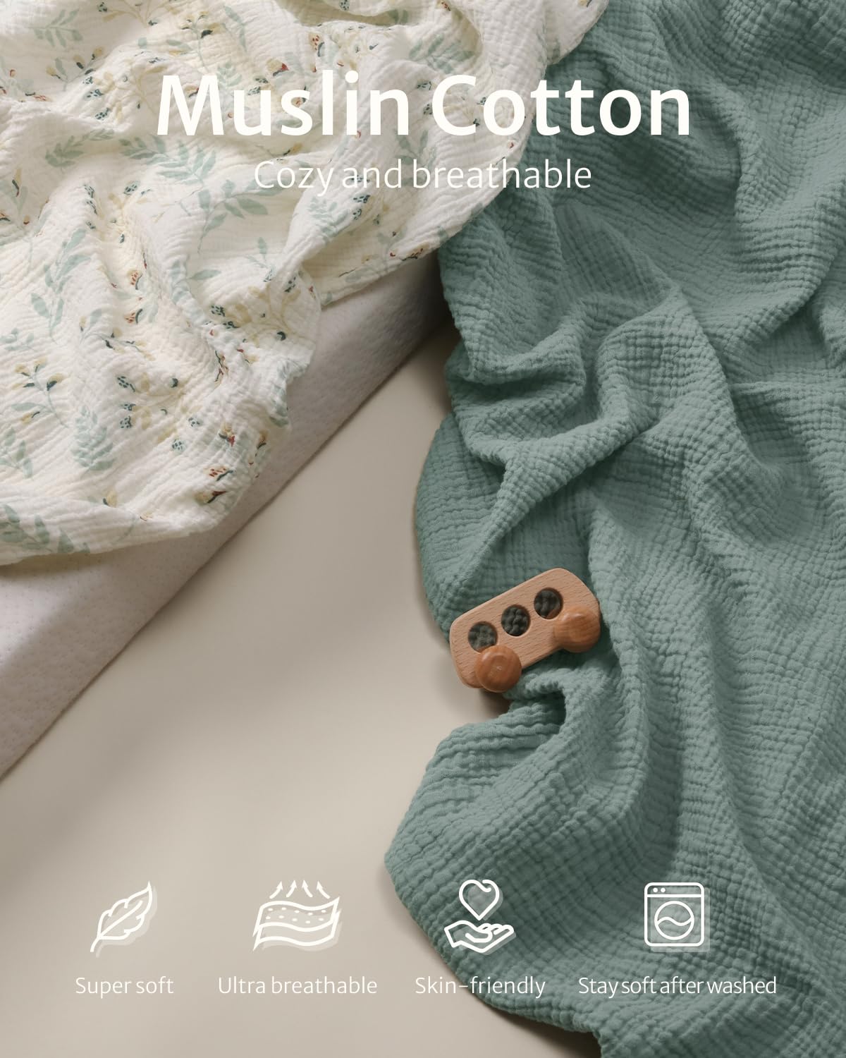 Blissful Diary Muslin Bassinet Sheets for Baby Girls Boys, Boho Soft Cotton Fitted for Oval Hourglass Rectangle Mattress, 2 Pack(Sunshine&Brown)