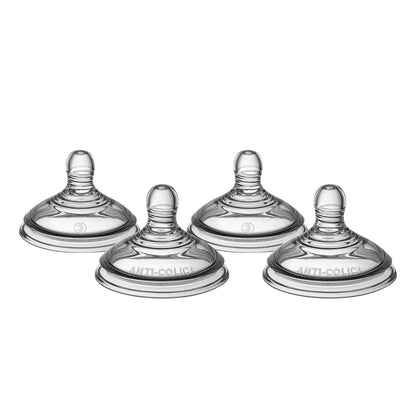 Tommee Tippee Advanced Anti-Colic Baby Bottle Nipples, Breast-Like for A Natural Latch, Soft Silicone, Medium Flow, 3+ Months, Pack of 6