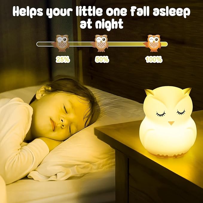 Baby Night Light for Car Seat- Dimming Function 9 Colors Changing Eye Caring Portable Rechargeable & Timing Bedside Lamp Light Up Toddler Bed Room Travel Essentials Squishy Silicone Infant BPA Free