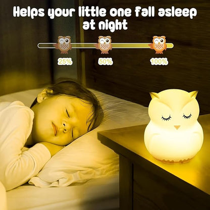 Baby Night Light for Car Seat- Dimming Function 9 Colors Changing Eye Caring Portable Rechargeable & Timing Bedside Lamp Light Up Toddler Bed Room Travel Essentials Squishy Silicone Infant BPA Free