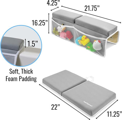 HealthSmart Baby Bath Kneeler and Elbow Rest Pad Set – Ultra-Thick, Non-Slip, Water-Resistant & Machine-Washable with Toy Organizer Pockets for Moms & Baby Registry