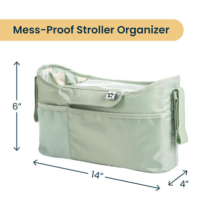 Tiny Twinkle Universal Stroller Organizer with Adjustable Strap - Waterproof Stroller Caddy Fits Baby Jogger, Nuna, Graco, Donna and Bugaboo Strollers（Black）