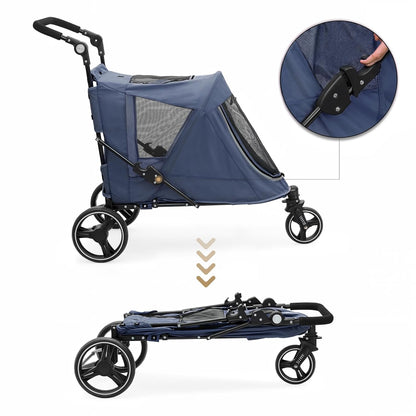 MoNiBloom Large Pet Stroller with Anti-Slip Ramp, Heavy Duty Dog Stroller Up to 99lb, Safe & Gentle Mobility Aid, All-Terrain Wheels, Idea for Injured, Disabled, & Senior Dog