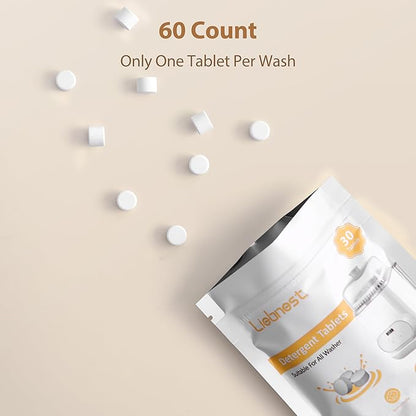 60 Count Bottle Washer Tablets for Baby Bottle Washer, Detergent Tablets Compatible with Momcozy, Baby Brezza, Grownsy Bottle Washers, Safe & Residue Milk Free