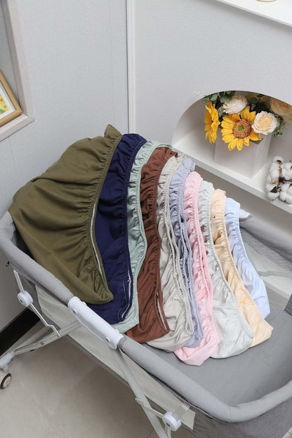 Onacosht 100% Organic Cotton Bassinet Sheets Compatiable with ANGELBLISS Baby Bassinet Bedside Sleeper, 2 Pack Jersey Knit Fitted Sheet for Baby Boy and Girl, Navy and Fog Grey