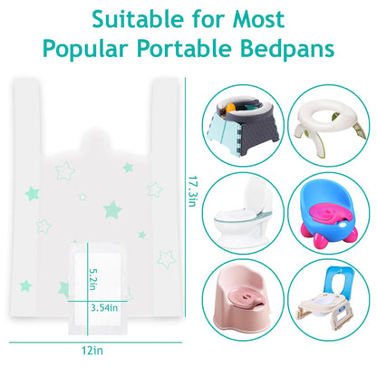 Disposable Portable Potty Liner Bags with Super Absorbent Pads - Universal Fit for Most Potty Training Chairs, Outdoors Travel Baby Toilet Liners Leak-Proof for Home & Travel - 36 Packs