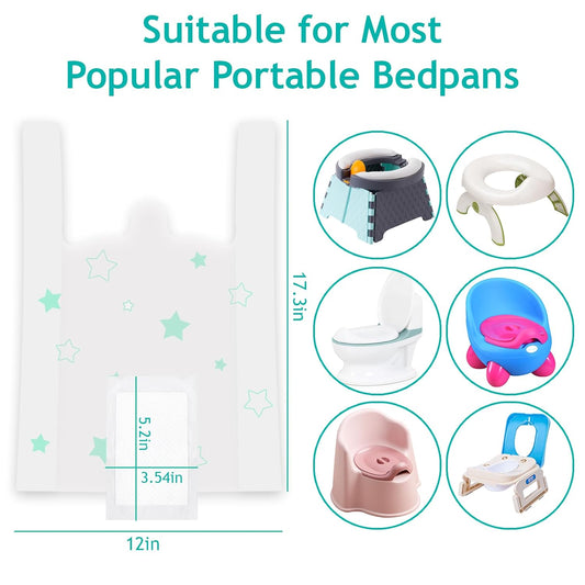 Disposable Portable Potty Liner Bags with Super Absorbent Pads - Universal Fit for Most Potty Training Chairs, Outdoors Travel Baby Toilet Liners Leak-Proof for Home & Travel - 36 Packs