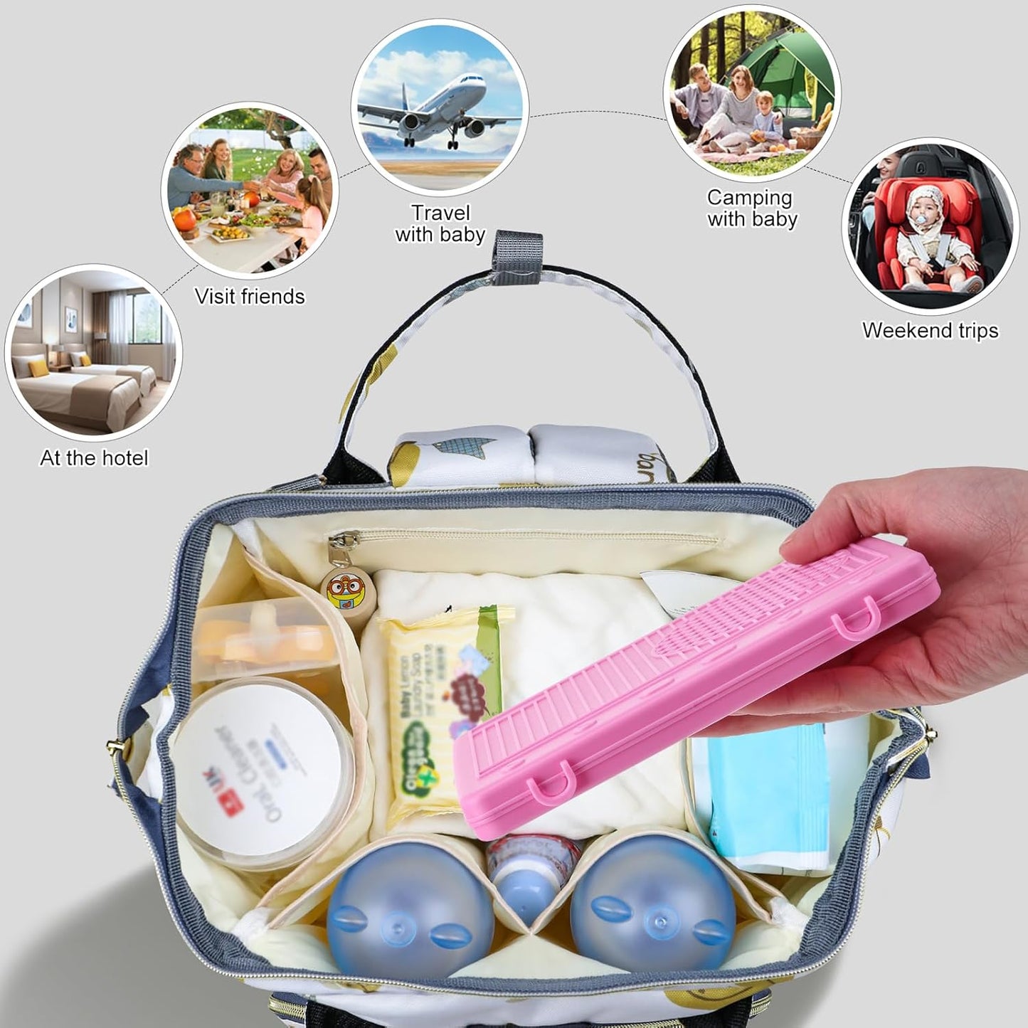 Baby Bottle Drying Rack，Travel Baby Bottle Drying Rack Set, Cleaner Kit with Silicone Bottle Brush,Straw Brush, Suitable for Home use or Traveling with Babies (Coffee Color)