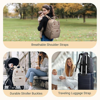 mommore Diaper Bag Backpack, Large Baby Bag for Boy Girl Toddler with Changing Pad, Travel Essentials Diaper Backpack Baby Shower Gifts