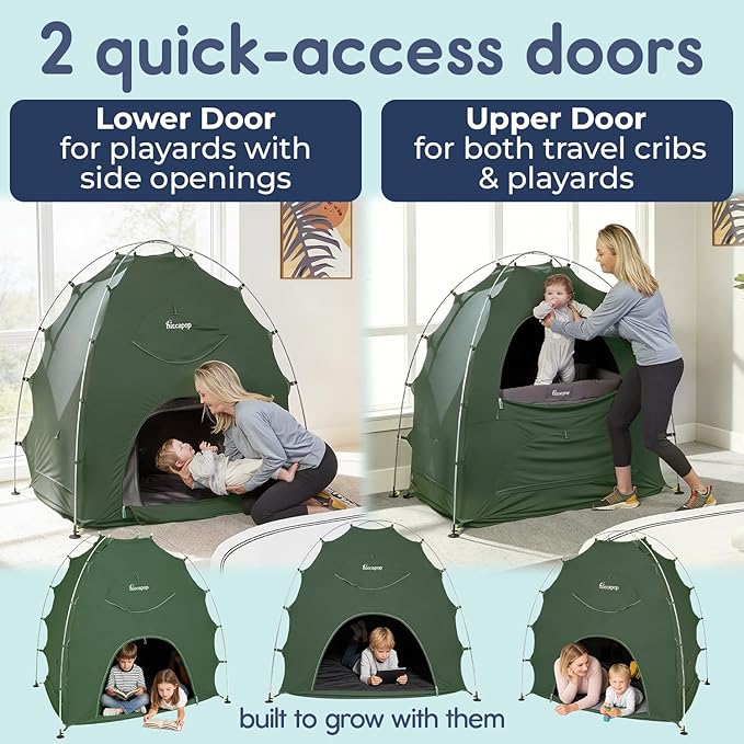 Hiccapop Daydreamer Blackout Tent for Pack and Play, Patented Portable Crib Tent, Blackout Canopy Crib Cover, Sleep Pod for Kids