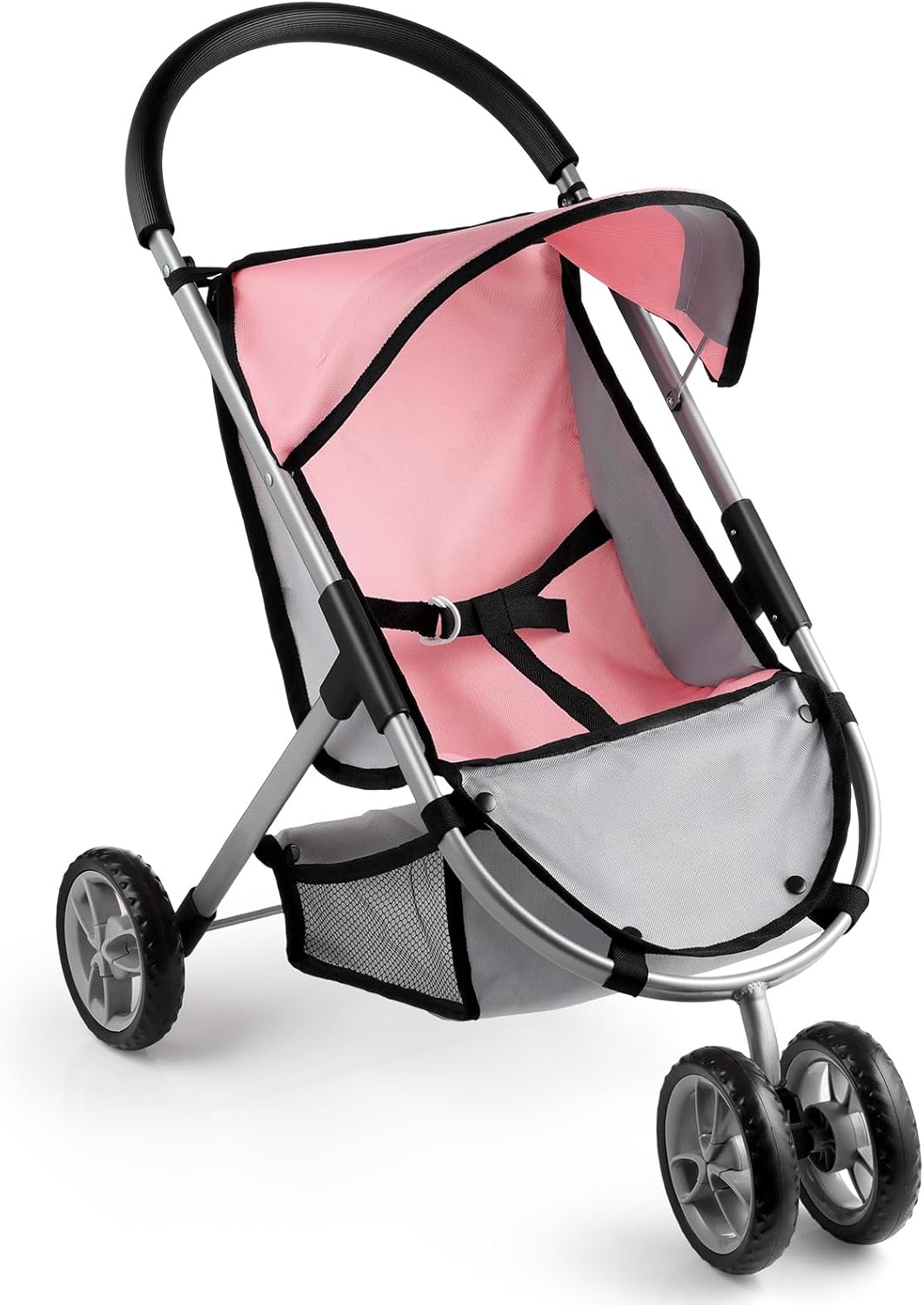 GAGAKU Baby Doll Stroller for Toddlers, Foldable Toy Stroller with Storage Basket and Bag, Diapers - Reborn Doll Accessories for Girls & Kids Ages 3+, Pink