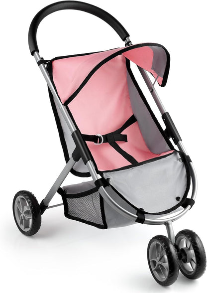 GAGAKU Baby Doll Stroller for Toddlers, Foldable Toy Stroller with Storage Basket and Bag, Diapers - Reborn Doll Accessories for Girls & Kids Ages 3+, Pink