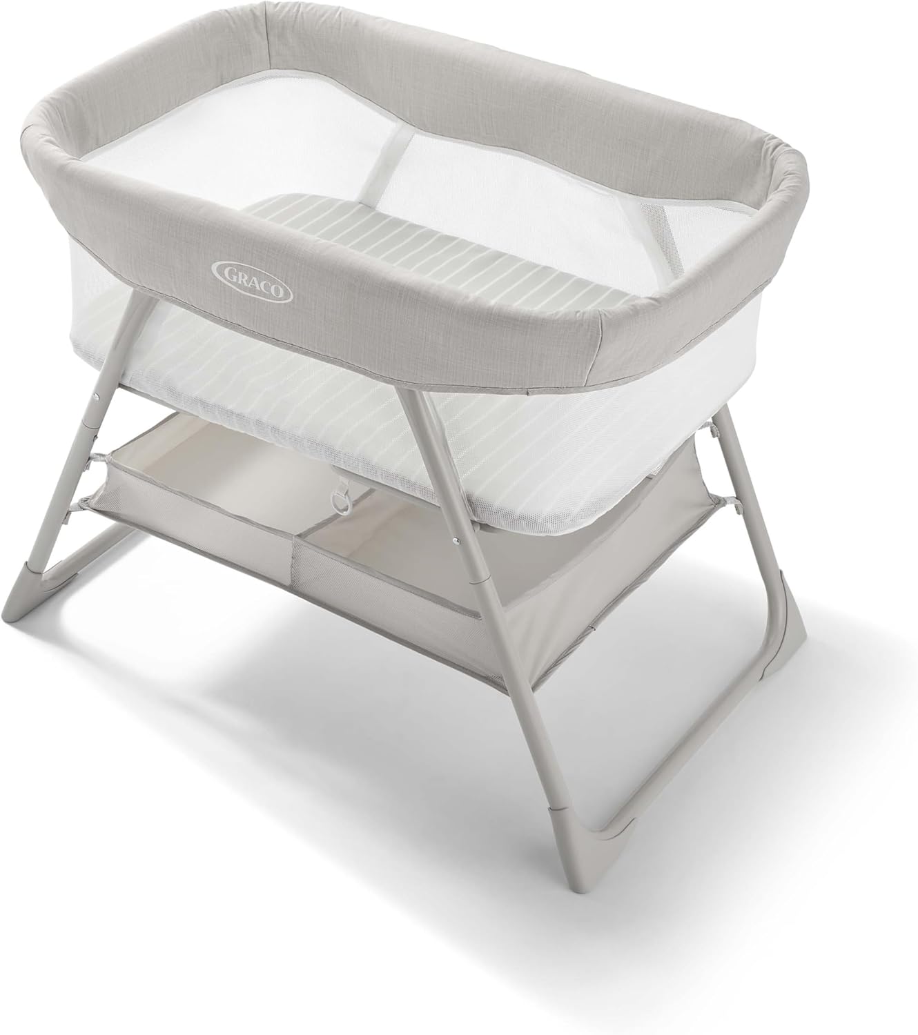 Graco® DreamMore Bedside, Newborn, Travel, Portable Bassinet for Newborn Babies to 6 Months, Willow