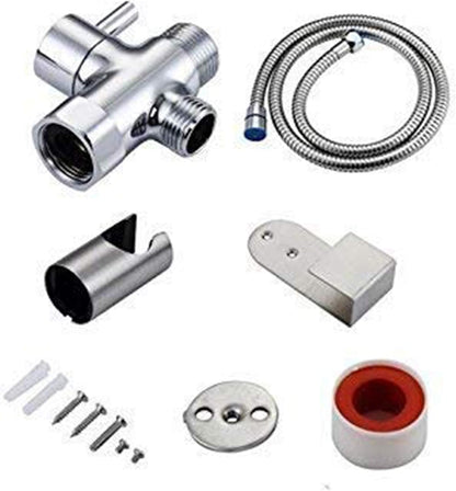 Stainless Steel Handheld Bidet Spray for Existing Toilets. Shower Dual Use Shattaf & Cloth Handheld Diaper Washer Sprayer Complete Bidet Set Spray Kit Silver