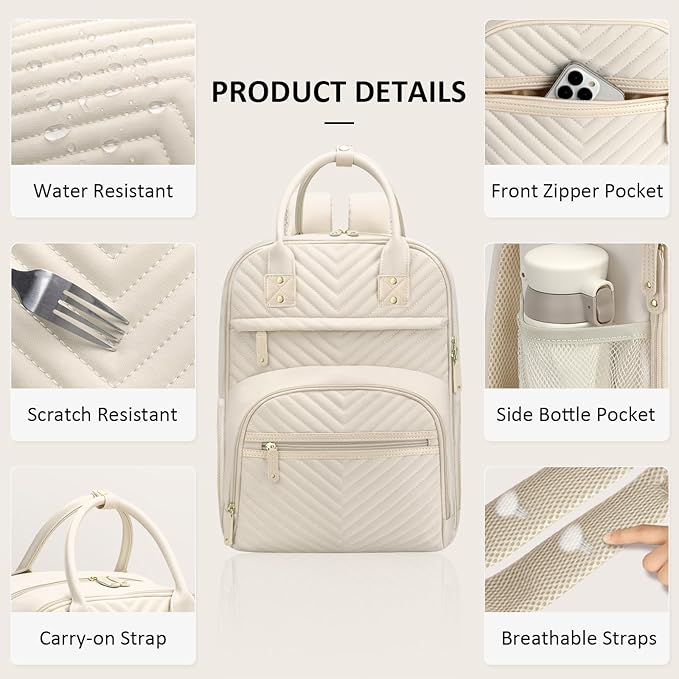 Tenot Diaper Bag Backpack for Women with Changing Pad, Baby Bag with Insulated Pockets Multifunctional Diaper Bags For Baby Girl Boy Waterproof Baby Bags For Boys Girls Maternity Bag Beige