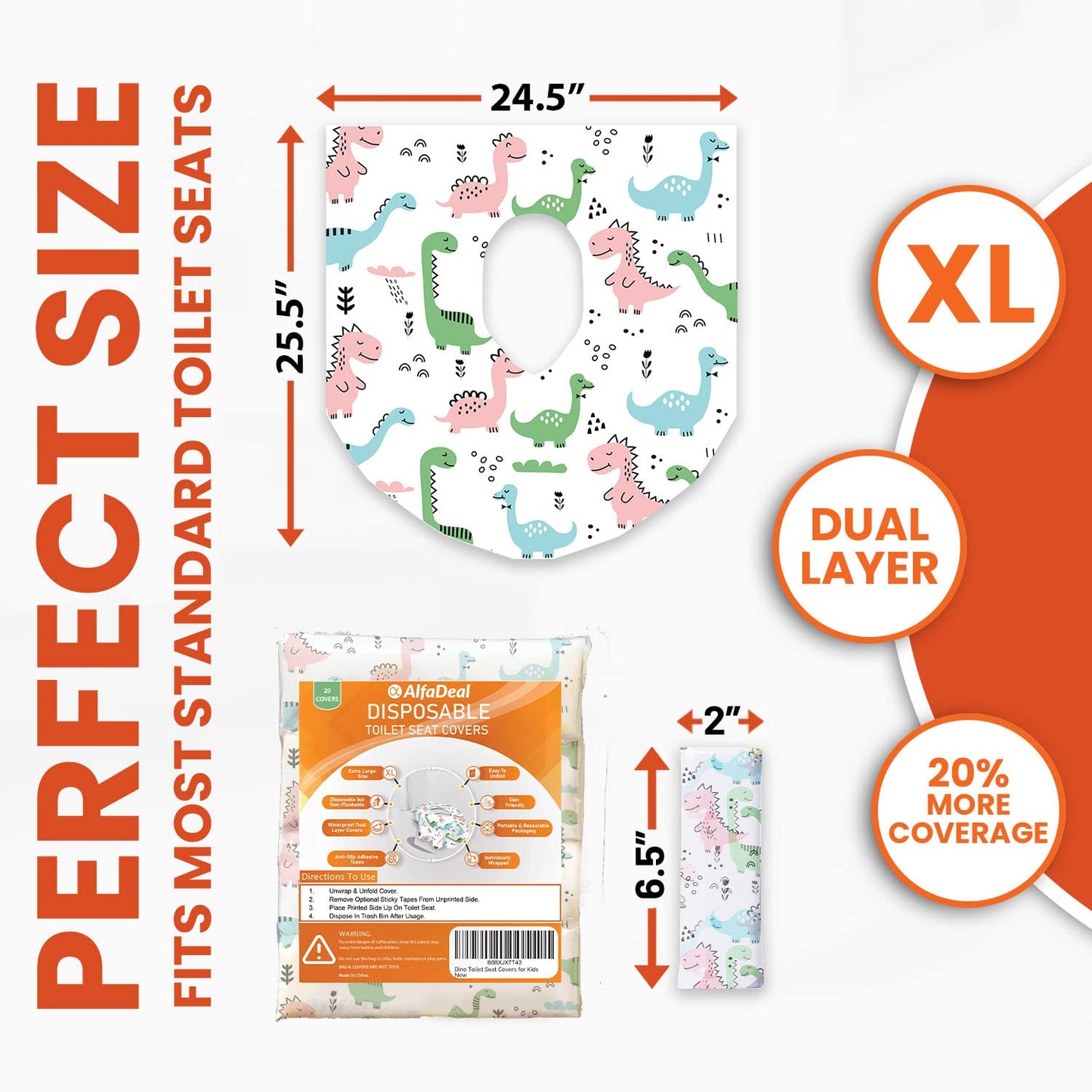 20 Extra Large Toilet Seat Covers Disposable for Kids & Adults-Toilet Covers Disposable for travel-Toddler Toilet Seat Cover Liners for Potty Training-Individually Wrapped-Waterproof (Bees)