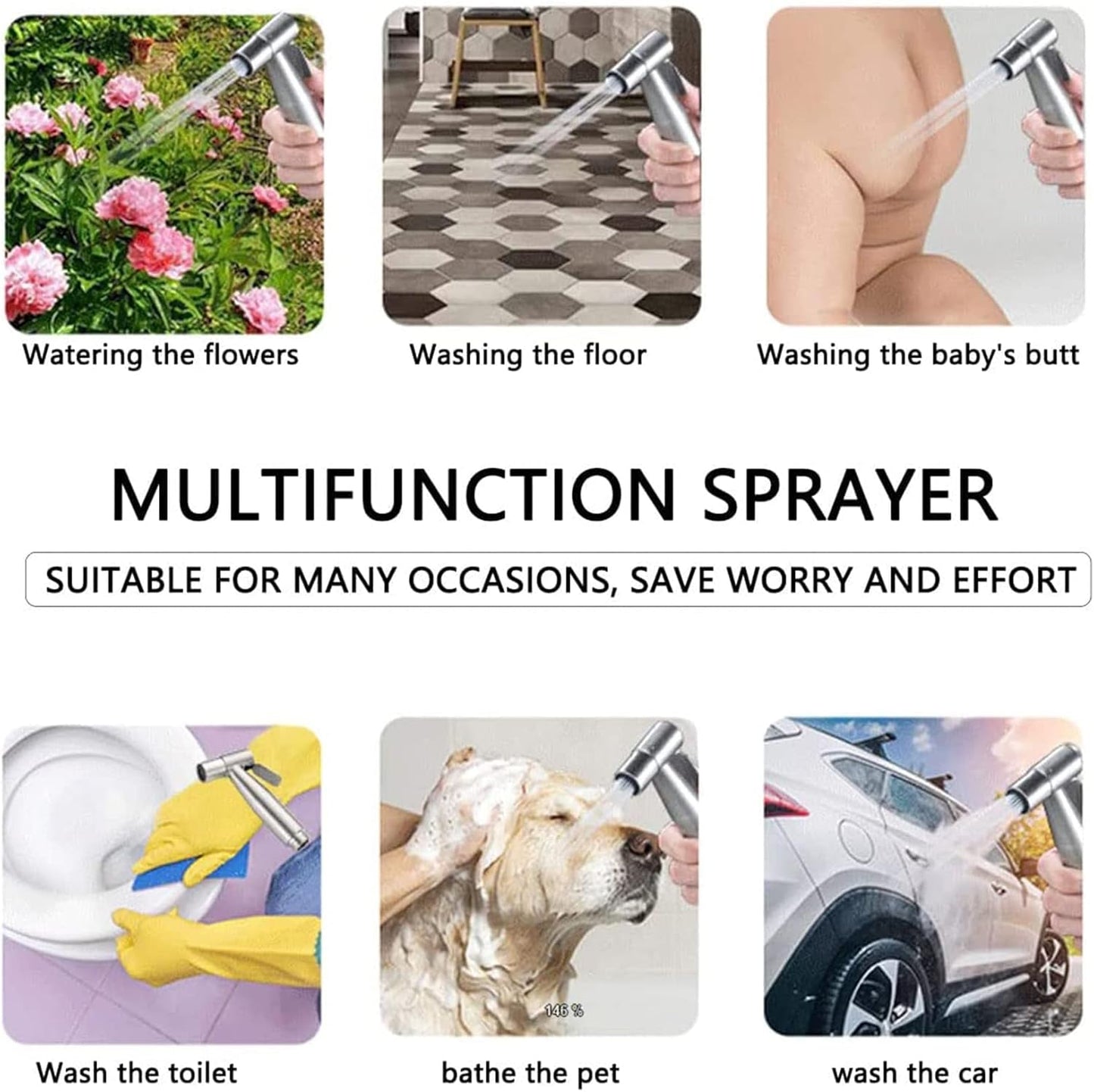 Handheld Bidet Sprayer for Toilet Handheld Sprayer Kit Toilet Sprayer Attachment for Toilet Handheld Bidet Cloth Diaper Sprayer Set Muslim Shower Toilet Sprayer