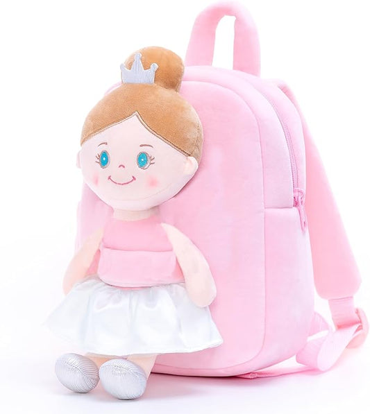 Gloveleya Toddler Backpack with Rag Doll Baby Gifts Angel Girl Pink