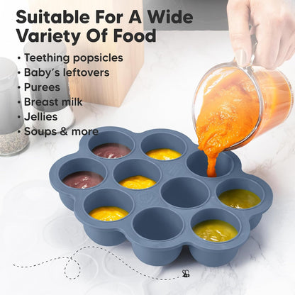 KeaBabies Silicone Food Freezer Trays with Lid, 2oz x 10 Pods Baby Food Storage Containers, Easy Puree Meal Prep, Breast Milk Silicone Freezer Molds, Dishwasher, Microwave Safe, BPA-Free (Chai Latte)