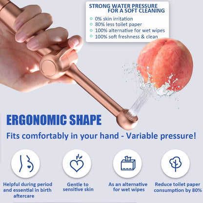 SonTiy Handheld Bidet Toilet Sprayer Kit, Rose Gold Hand Held Bidet Attachment Metal Cloth Diaper Toilet Sprayer with Backflow Preventer, Adjustable Water Jet Spray for Toilet, 7.9" Long Bidet Wand