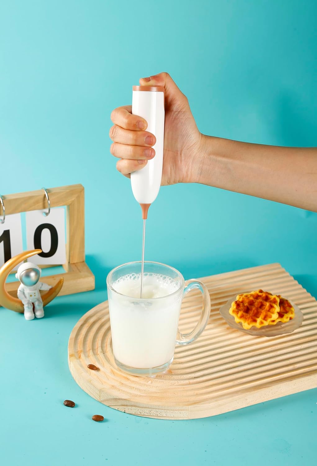 Handheld Electric Baby Formula Mixer,Handheld Drink Mixer (Off White)