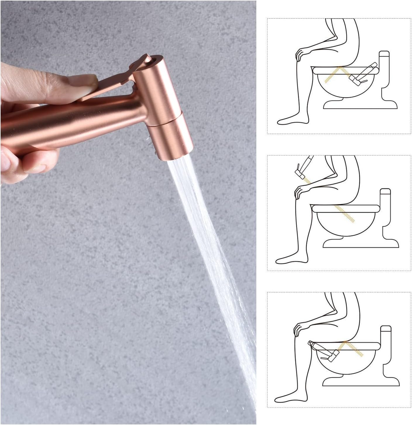 Bidet Sprayer for Toilet & Cloth Diaper Changing - Handheld, Adjustable Pressure Rose Gold