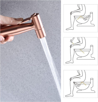 Bidet Sprayer for Toilet & Cloth Diaper Changing - Handheld, Adjustable Pressure Rose Gold