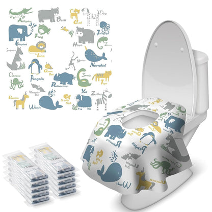Blissful Diary 20 Pcs Toilet Seat Covers Disposable for Toddlers & Adults, Extra Large Waterproof, Portable Package for Travel, Kids Potty Training(Purple Flowers))