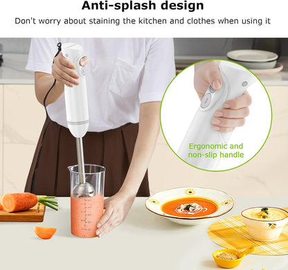 Bonsenkitchen Hand Blender, Immersion Blender with 2 Mixing Speed, Electric Handheld Mixer Portable Stick Mixer with Stainless Steel Blades for Soup, Smoothie, Puree, Baby Food